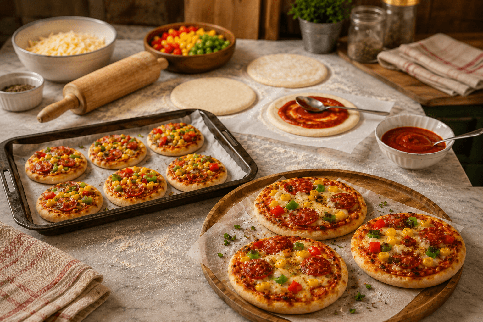 Mini-Pizzen für Partys und Kindergeburtstage