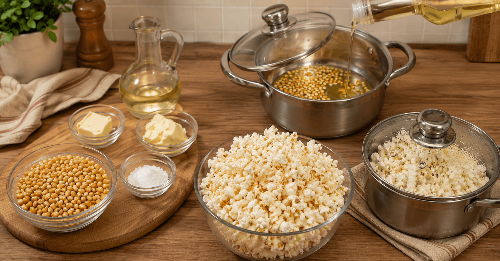 Hausgemachtes Popcorn aus dem Topf