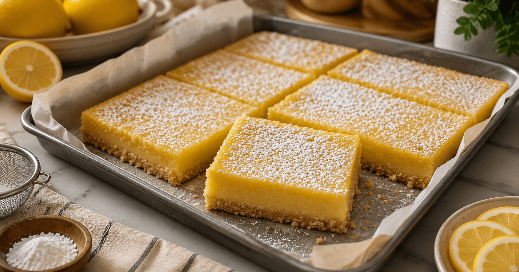 Lemon Bars – Zitronenschnitten mit Mürbeteigboden