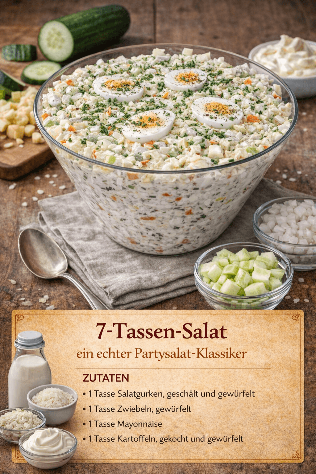 7-Tassen-Salat – geschichteter Partysalat