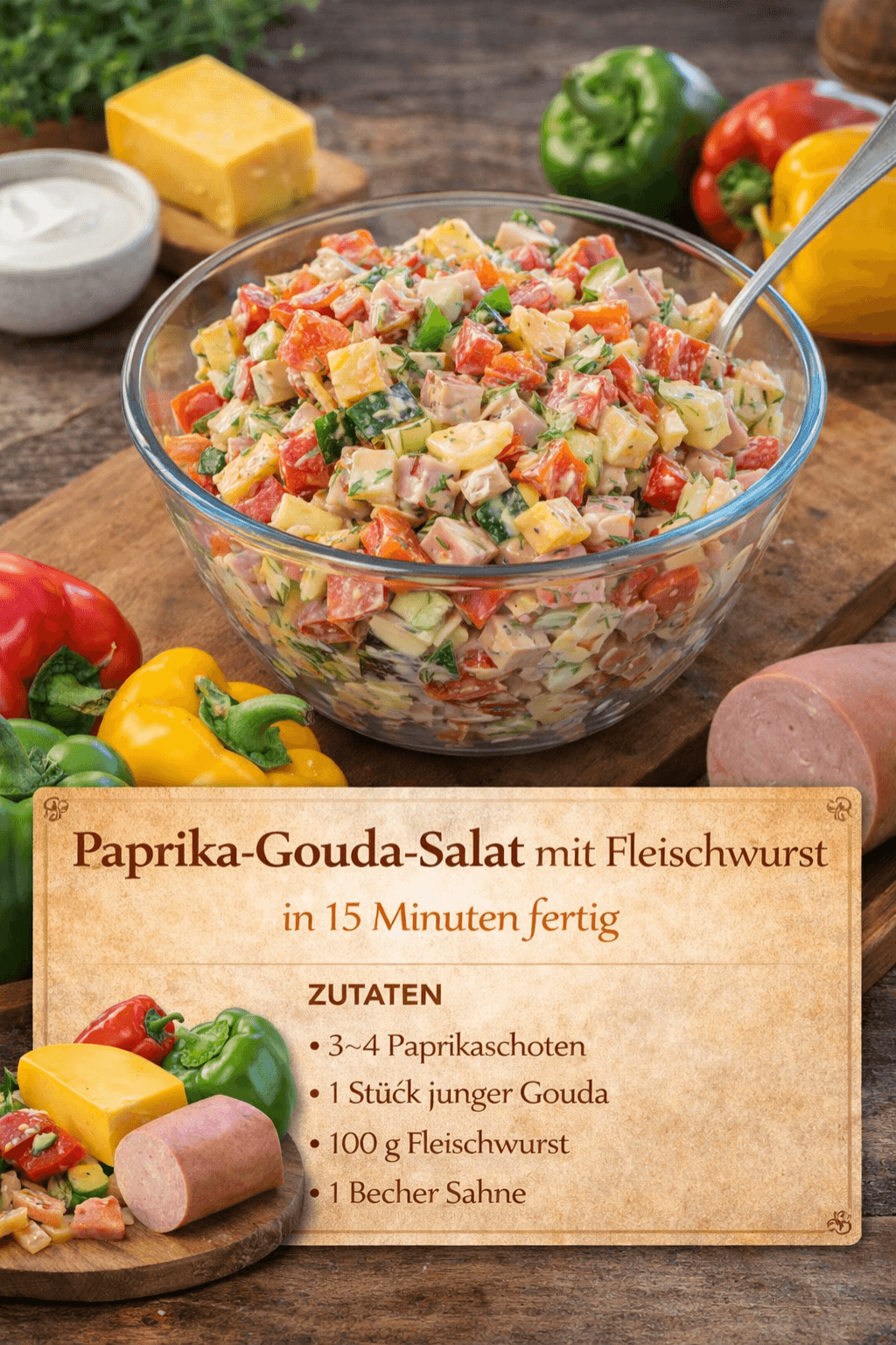 Paprika-Gouda-Salat – cremig & in 15 Minuten fertig