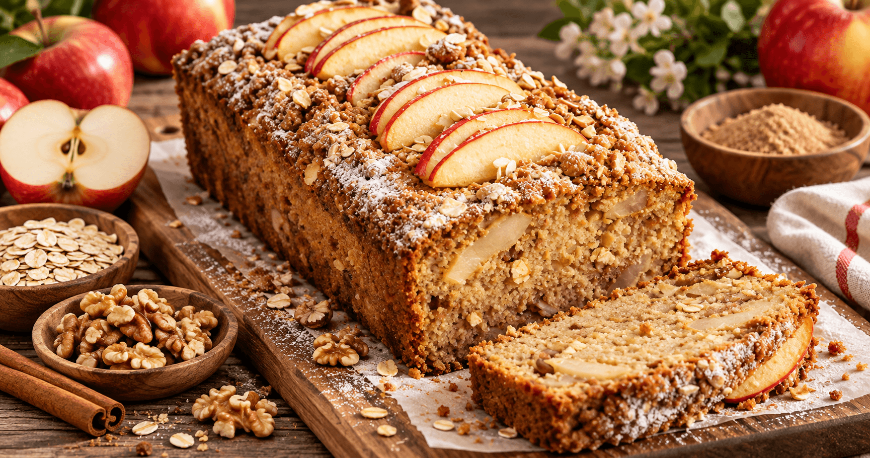 Apfel-Haferflocken-Kuchen ohne Zucker – natürlich süß & herrlich saftig