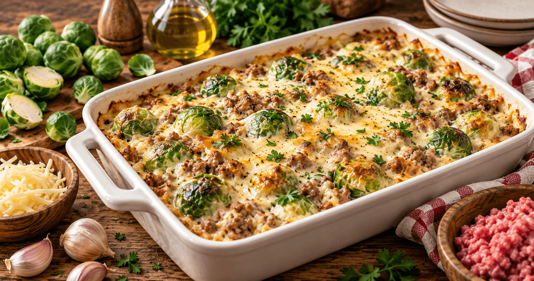 Rosenkohl-Auflauf mit Hackfleisch – cremig & herzhaft