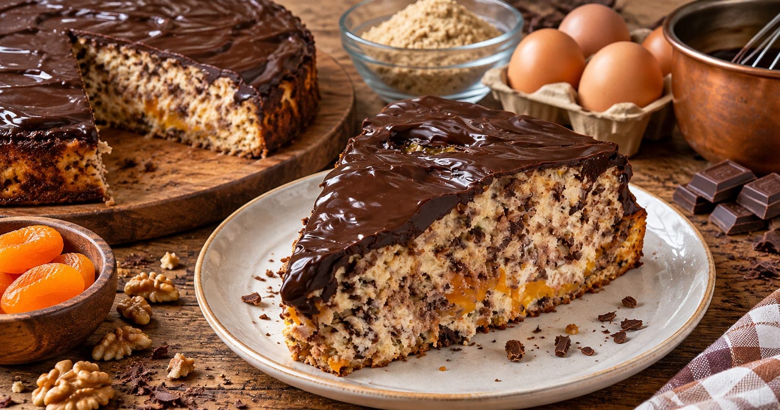 Kiesgrubenkuchen mit Mandarinen und Schokoladenguss