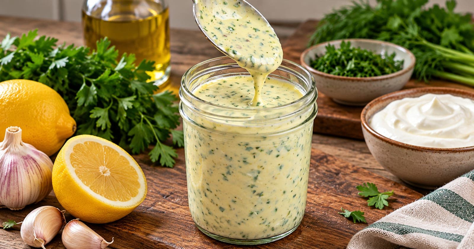 Knoblauchcreme ohne Ei – mit Milch und Zitrone