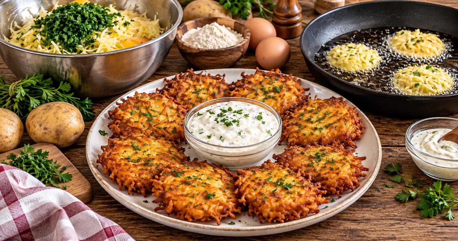 Kartoffel-Rösti mit Kräutern und Frühlingszwiebeln
