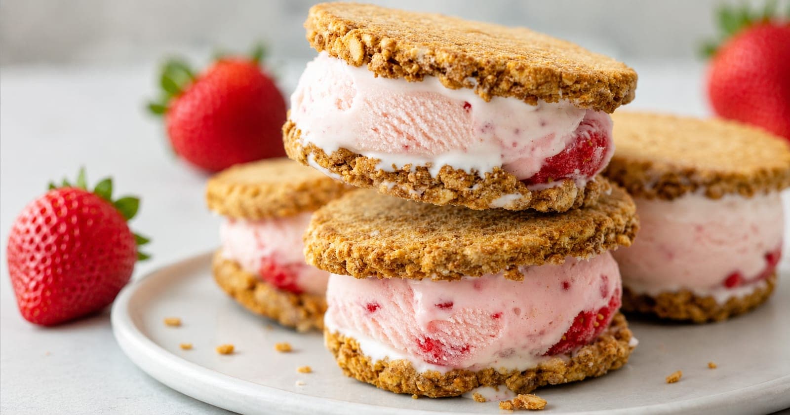 Erdbeer-Käsekuchen-Eiscreme-Sandwiches